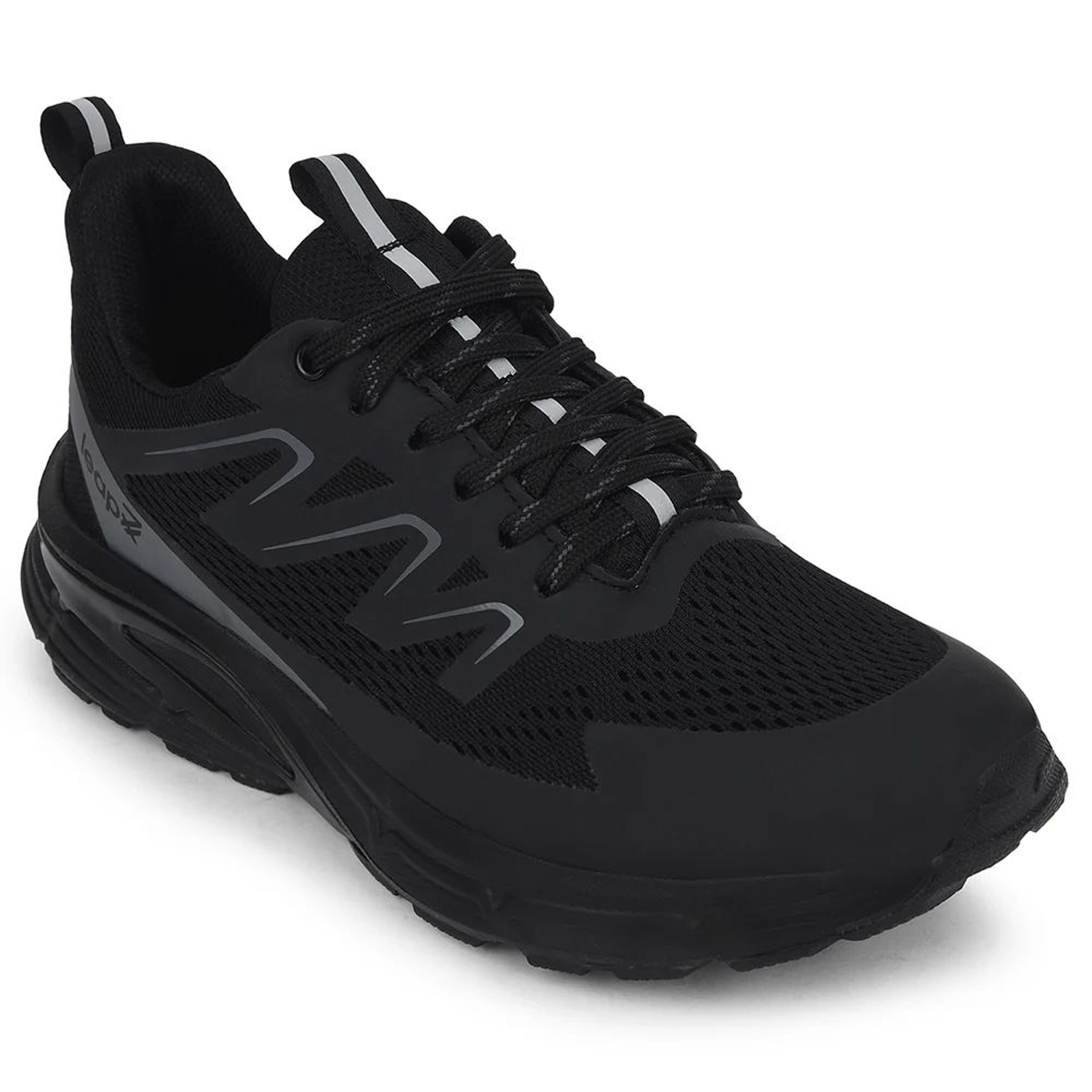 Leap7x Black Casual Lacing Running Shoes For Men MEKSHAW-1E By Liberty