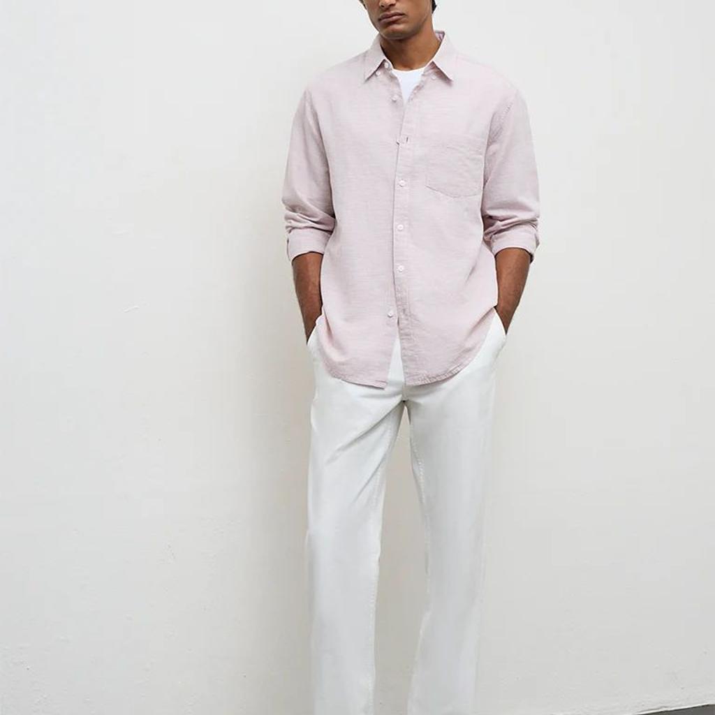 WES Casuals Peach Relaxed-Fit Cotton-Blend Shirt