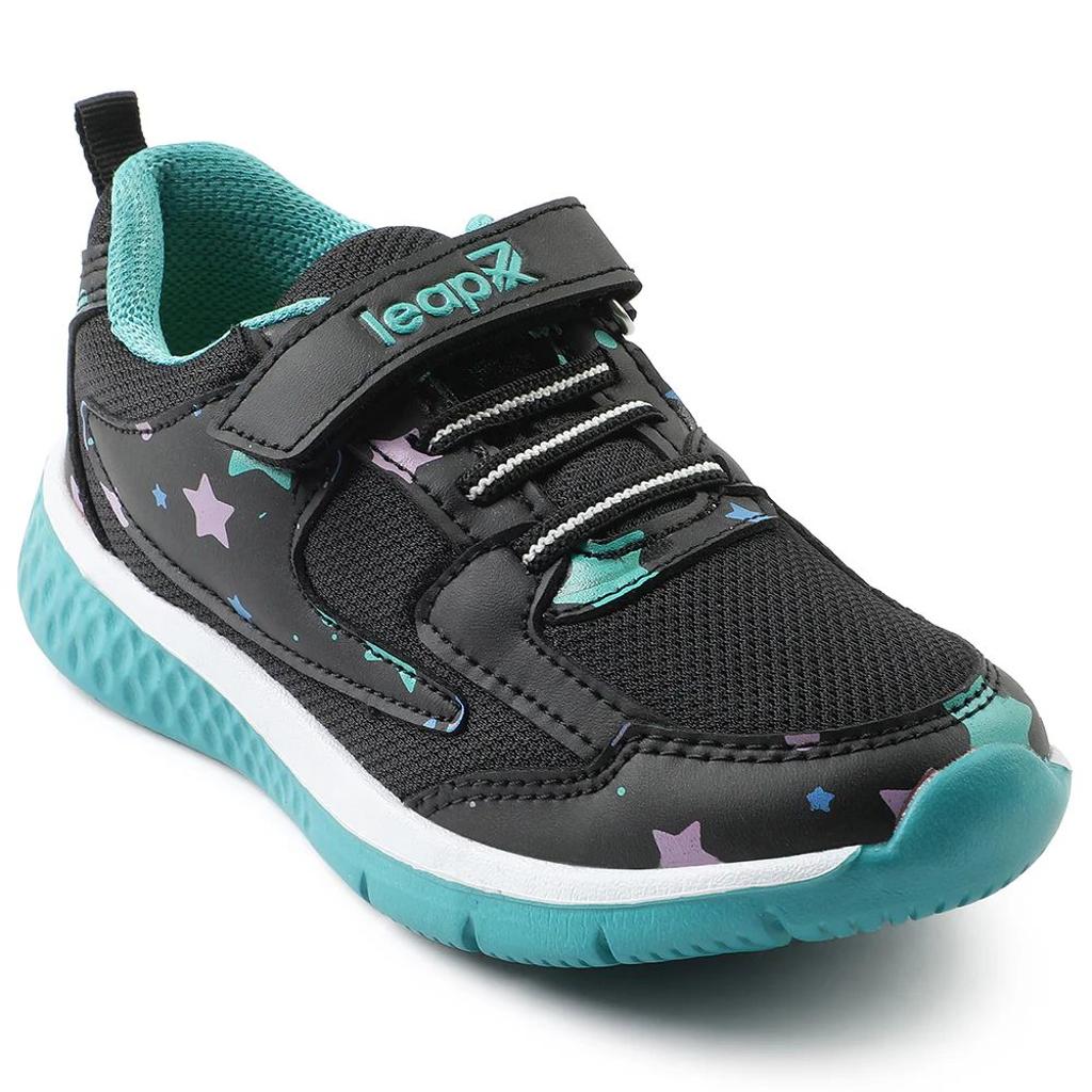 Leap7x Black Sports Non Lacing Walking Shoes For Kids JAMIE-51V By Liberty
