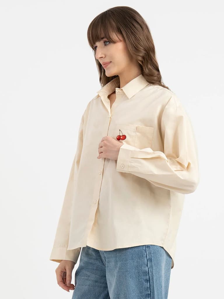 Shirts for Women in Cream | Casual Cotton Shirt — photo 2