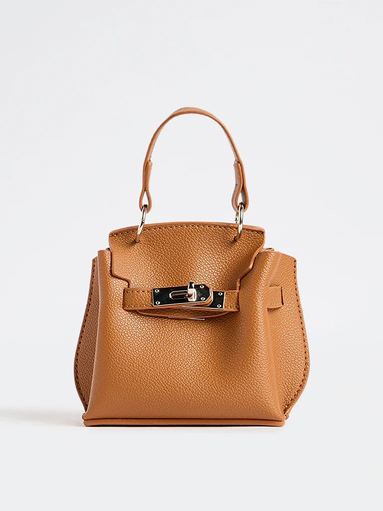Westside Brown Textured Mini Sling Bag