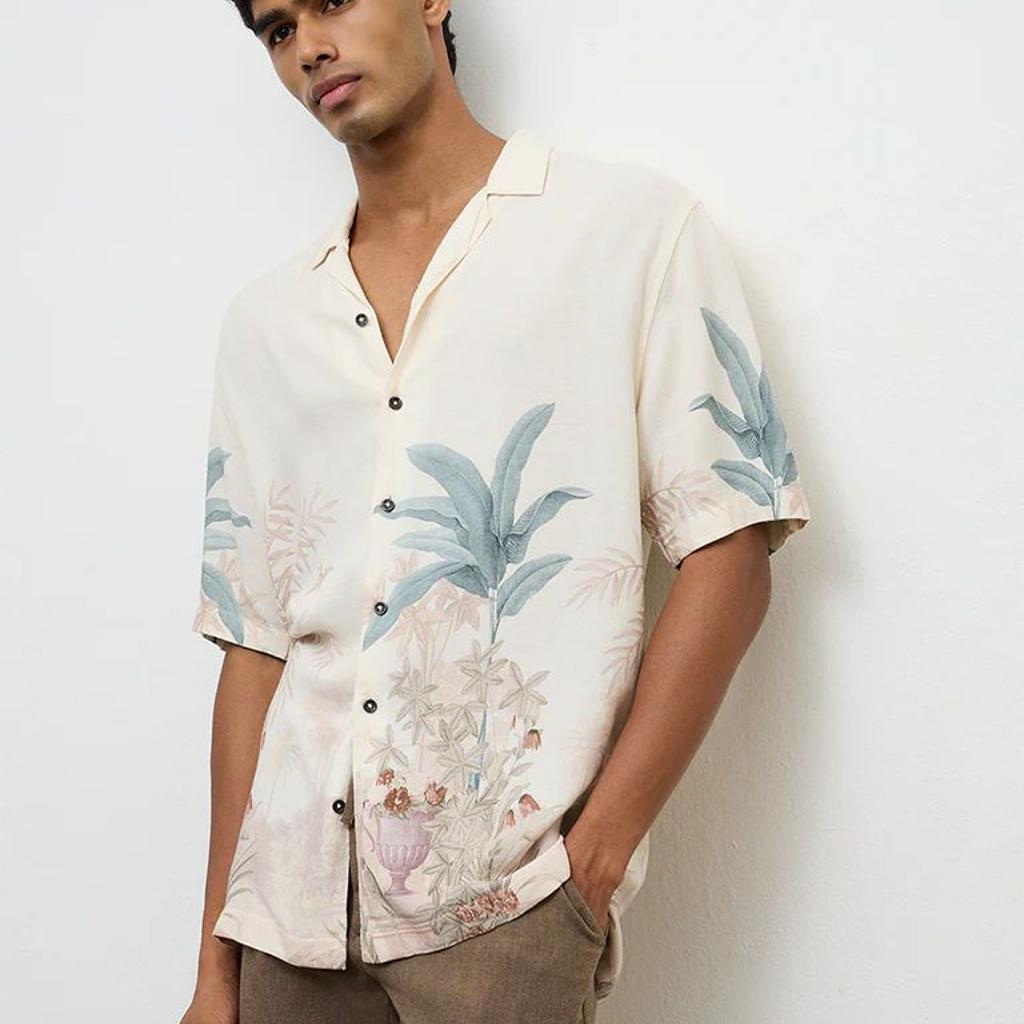 ETA Cream Nature-Inspired Relaxed-Fit Shirt