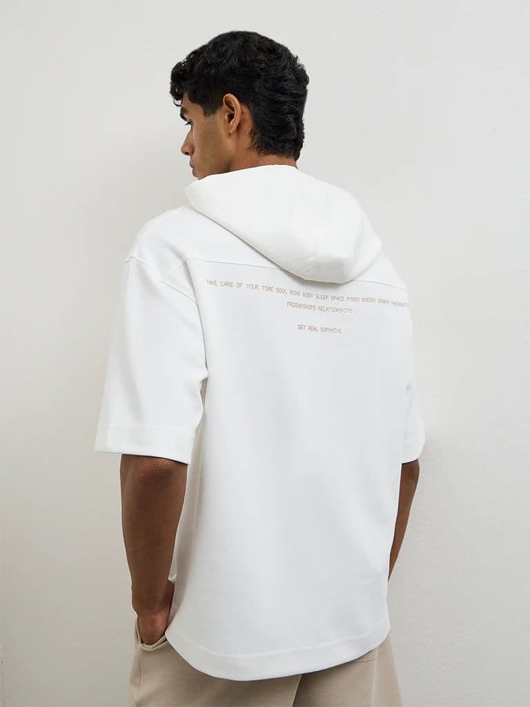 Nuoflexx Off-White Relaxed-Fit Cotton-Blend Hoodie — photo 4