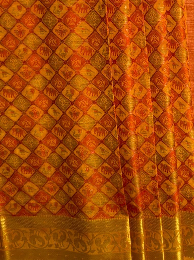 MIMOSA Women's Woven Design Patola Style Raw Silk Saree with Blouse Piece - Mustard ( SA00003140MSFREE ) — photo 6