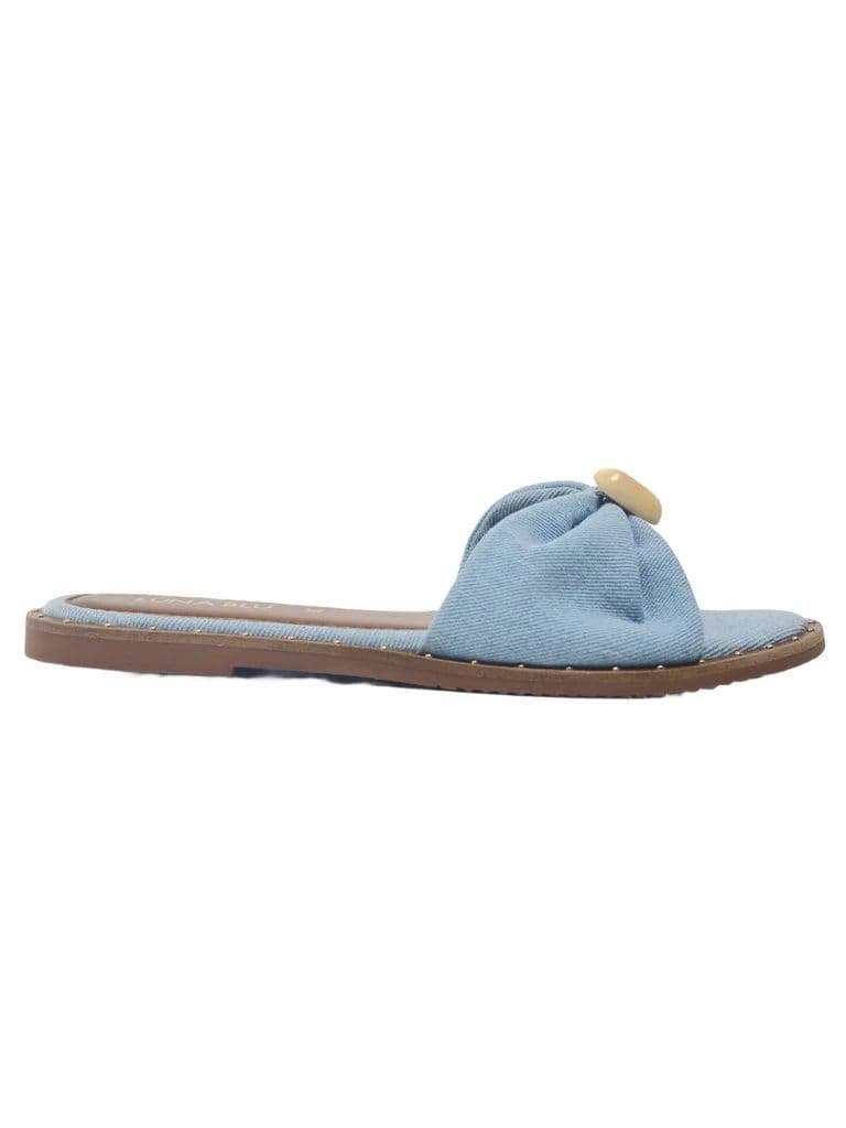 LUNA BLU Blue Denim Bow Detailed Flat Sandals — photo 2