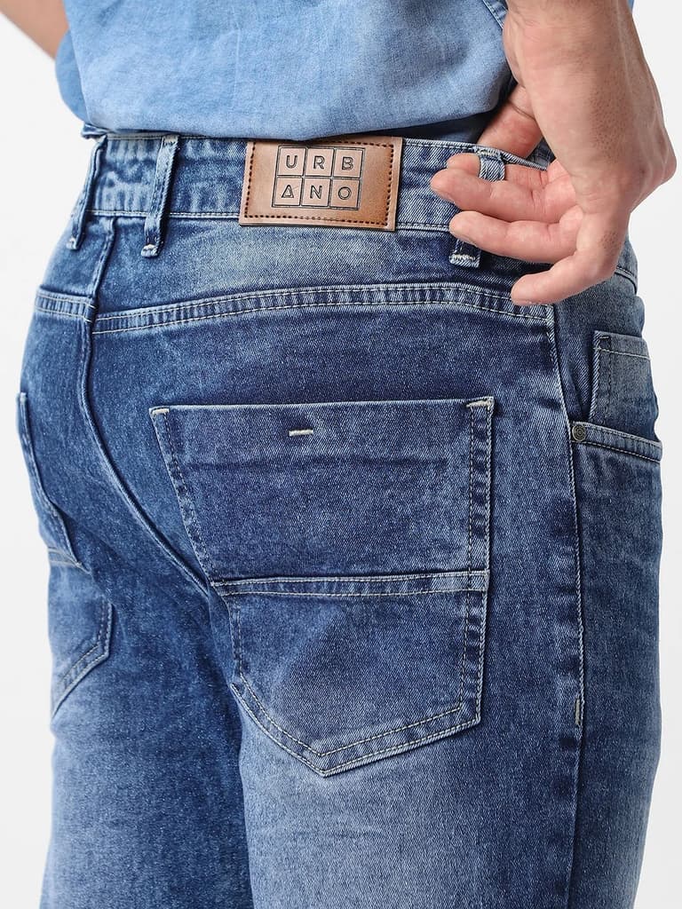 Men's Blue Skinny Fit Washed Jeans Stretchable — photo 6