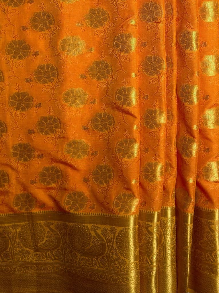 MIMOSA Women's Woven Design Kanjivaram Style Art Silk Saree with Blouse Piece - Gold ( SA00003142GDFREE ) — photo 5
