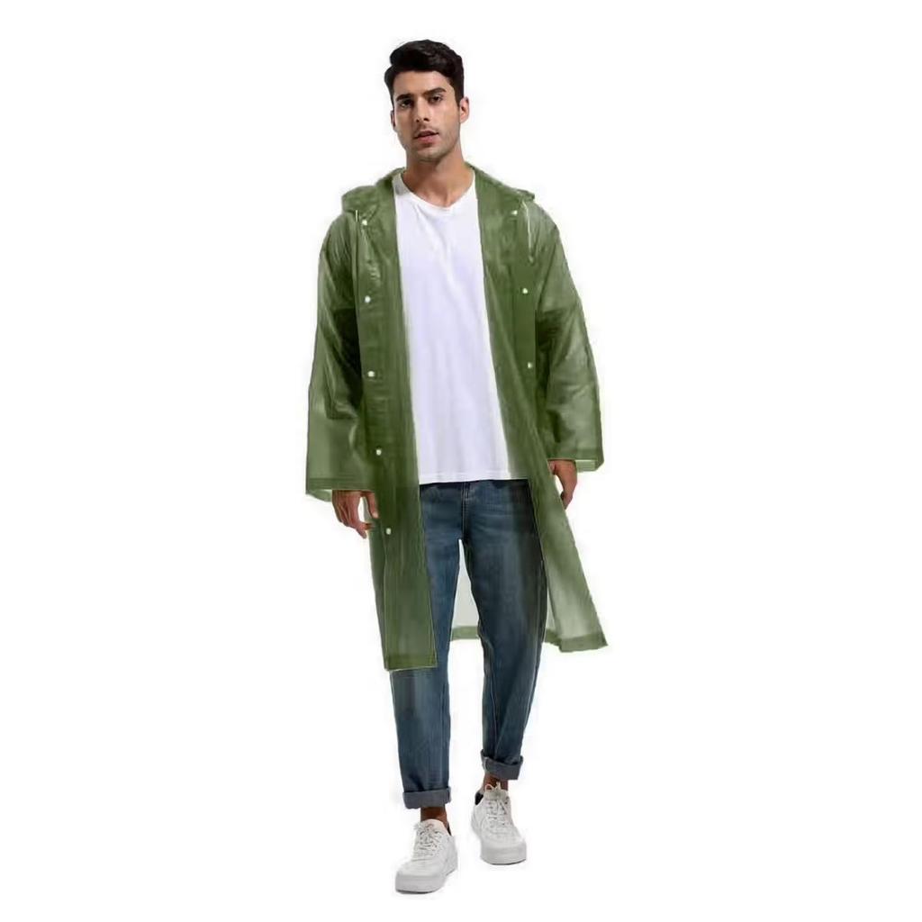 Infispace Adult Unisex Polyester Long RainCoat Poncho with Cap and Cover Free Size - Dark Green — photo 2