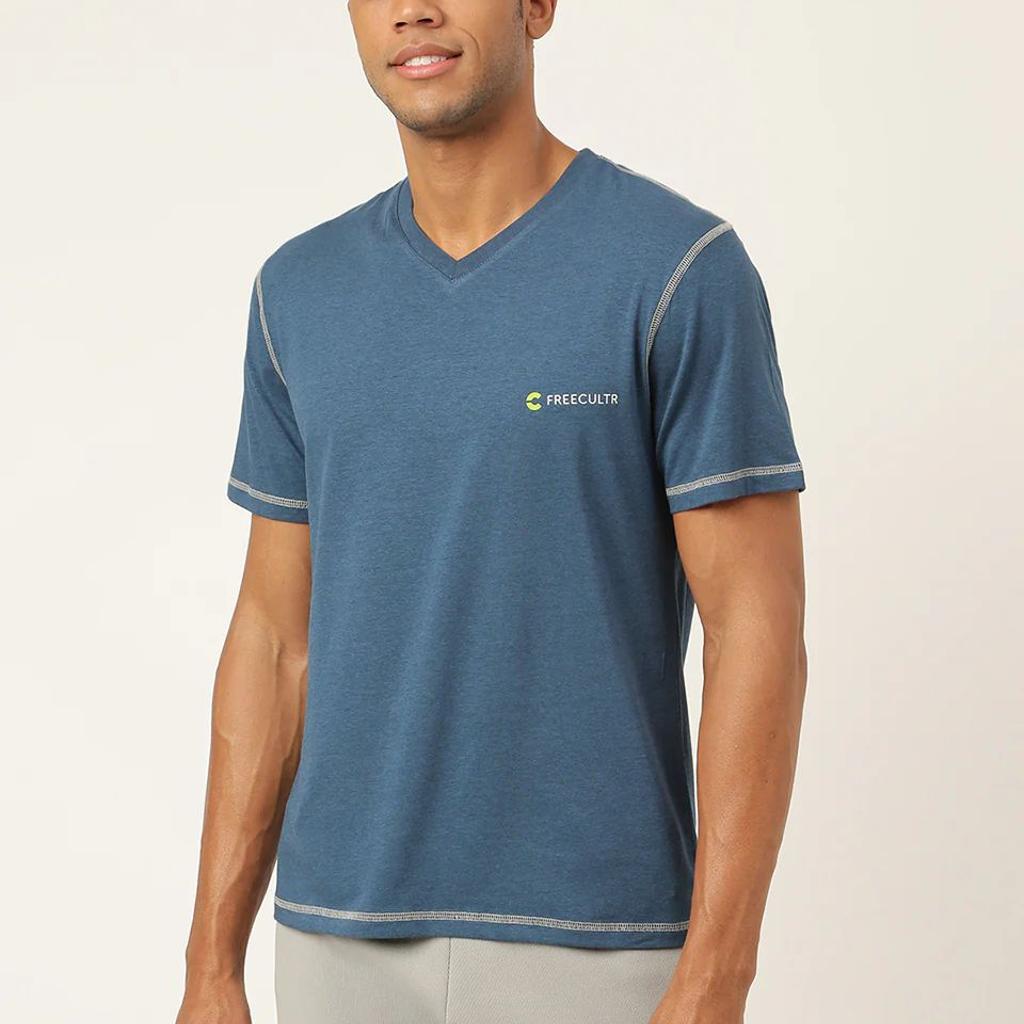 Sapphire Blue Men's Organic Bamboo Casual Tees - V Neck (Pack Of 1)