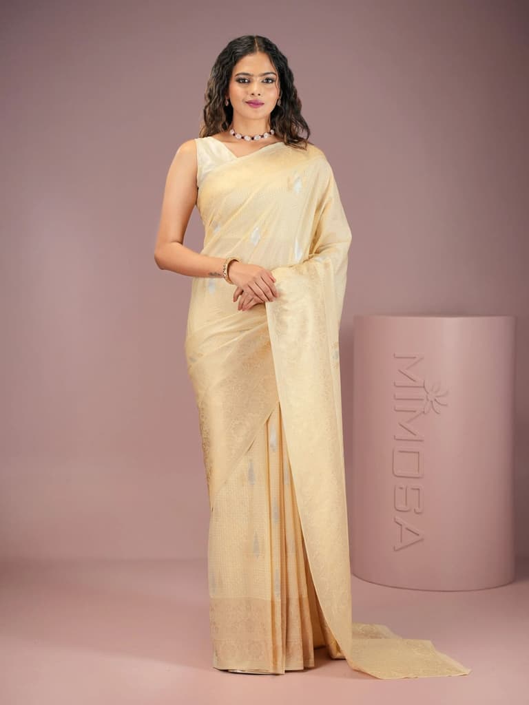 Mimosa Women's Woven Design Kasavu Style Crepe Saree With Blouse Piece : SA00001930WHFREE — photo 2