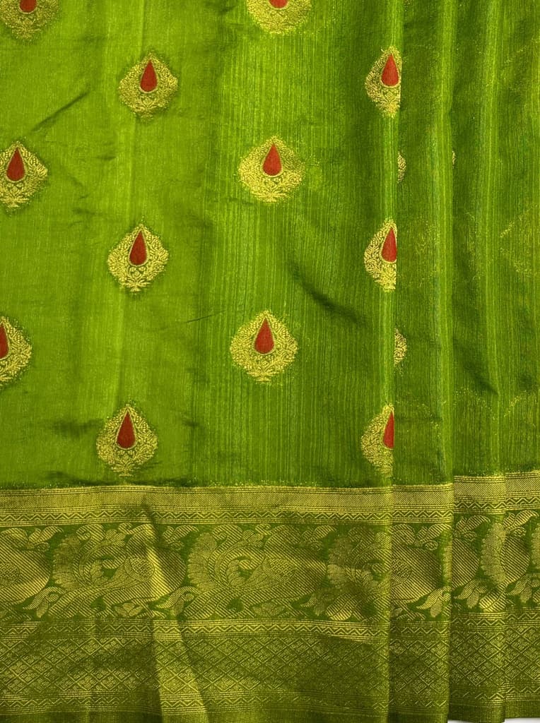 MIMOSA Women's Woven Design Banarasi Style dola silk Saree with Blouse Piece - Olive ( SA00003137OLFREE ) — photo 5