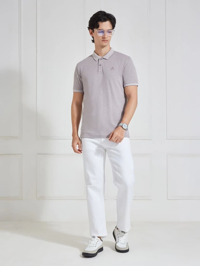 Men's Mauve Solid Polo Collar T-Shirt — photo 5