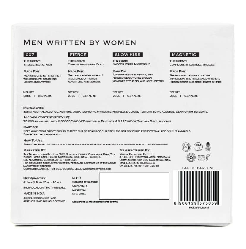 Perfume Gift Set for Men Curated by Women - 20 ml x 4
