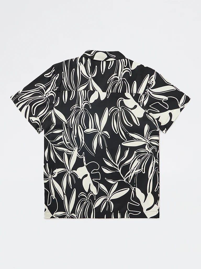 Y&F Kids Boys Black Leaf Pattern Shirt — photo 4
