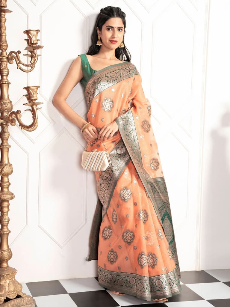Mimosa Women's Woven Design Kanjivaram Style Art Silk Saree With Blouse Piece : SA00002068PCFREE — photo 5