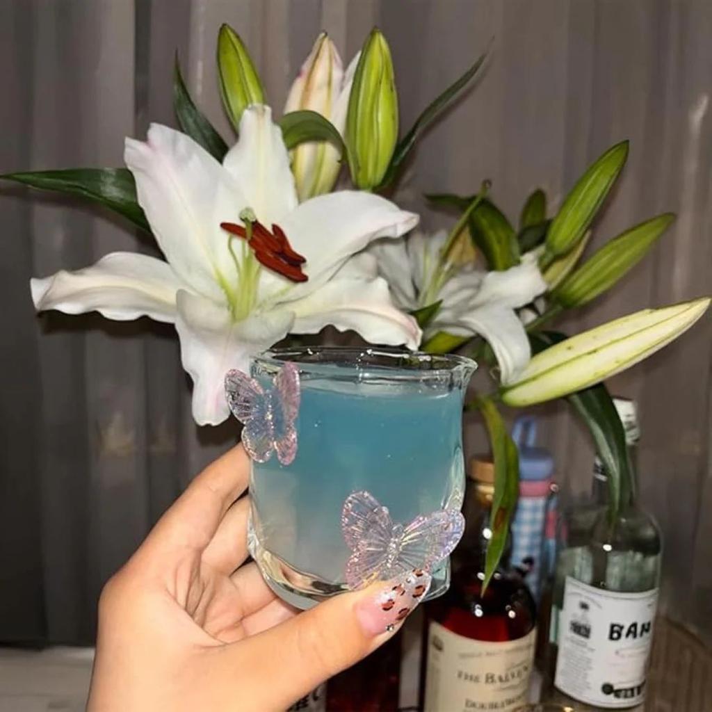 Aesthetic Butterfly Glass Cup – 3D Butterfly Embellished Drinking Glass — photo 6