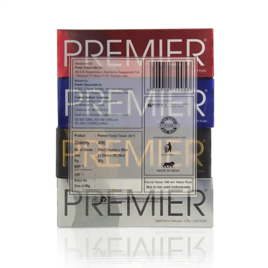 Premier 4 in 1 Face Tissue Box | 100 pulls each | 2 ply — photo 2