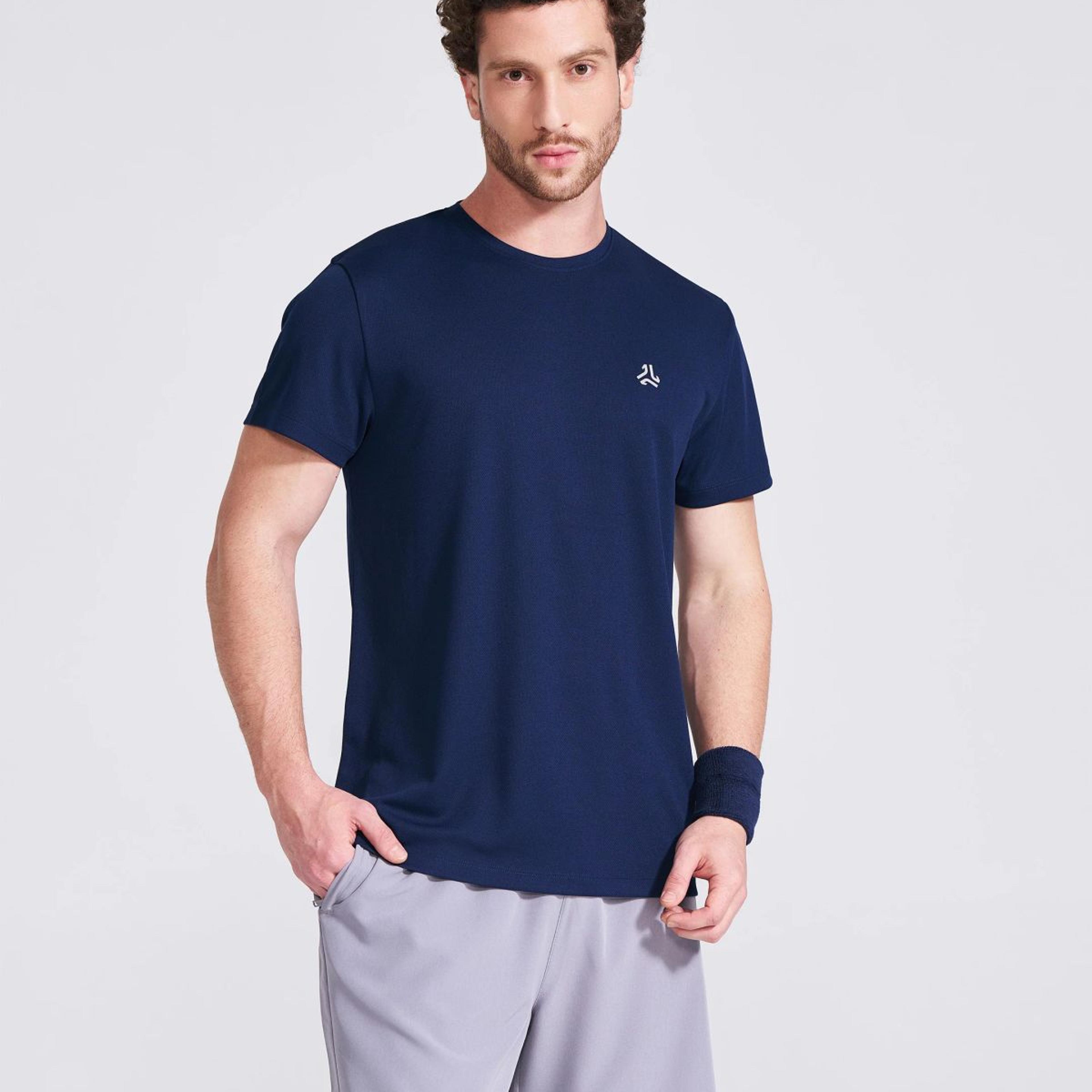 Men's Navy Solid Round Neck T-Shirt