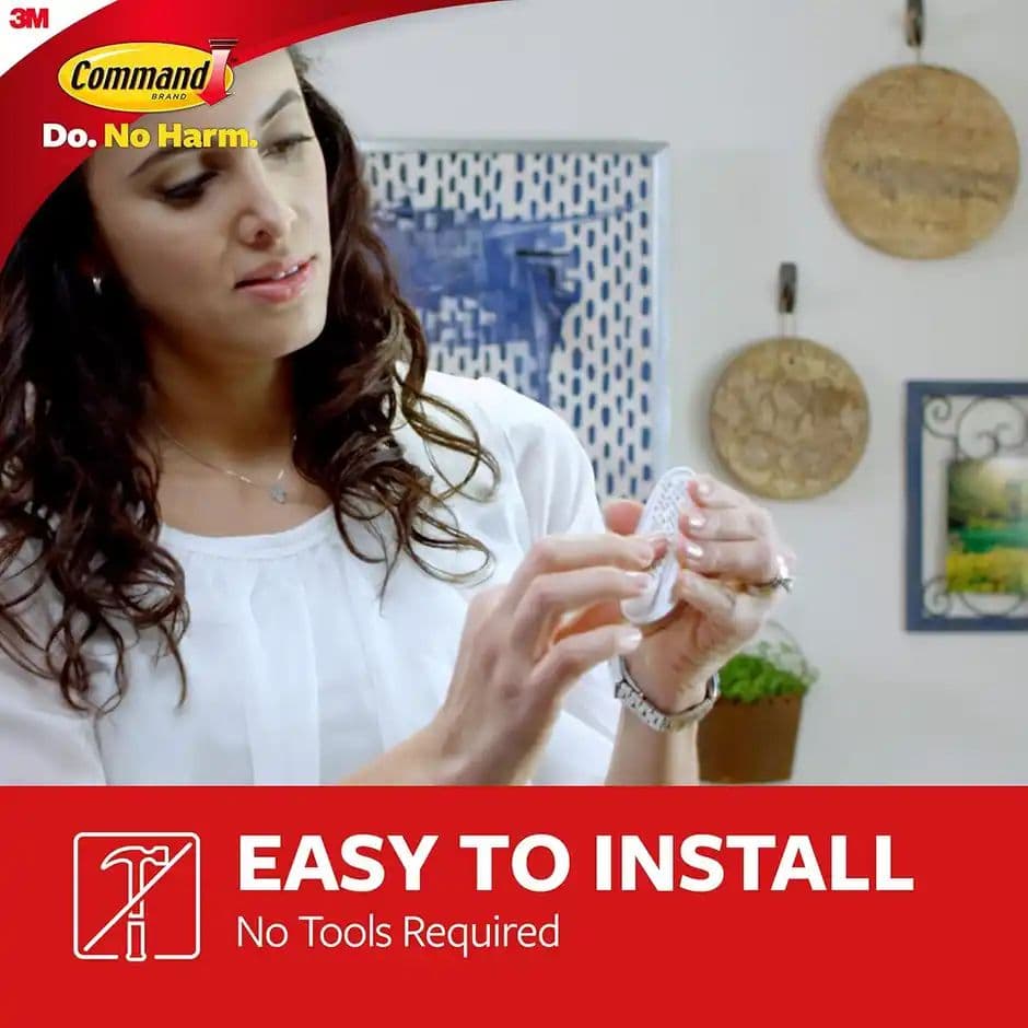 Command Adhesive Damage free Hooks for wall | 2 hooks | 4 strips | Holds Upto 1.3 kg