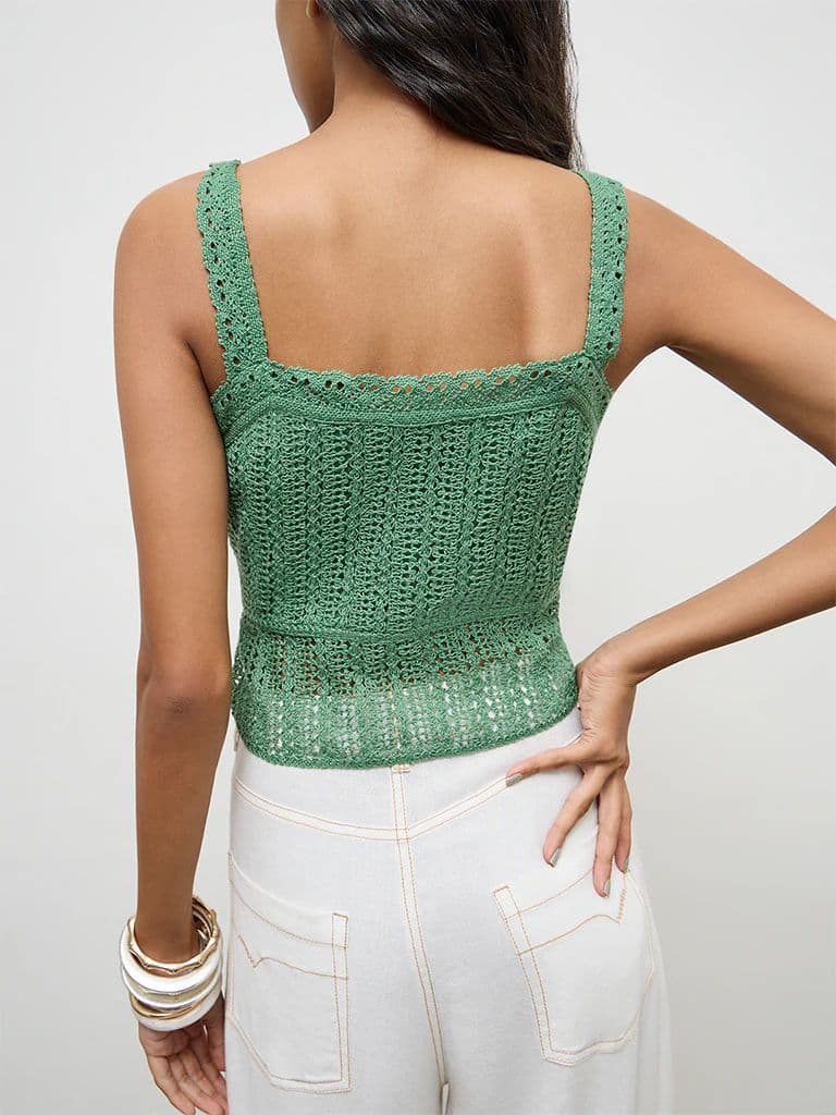 Bombay Paisley Green Crochet Knitted Top — photo 3