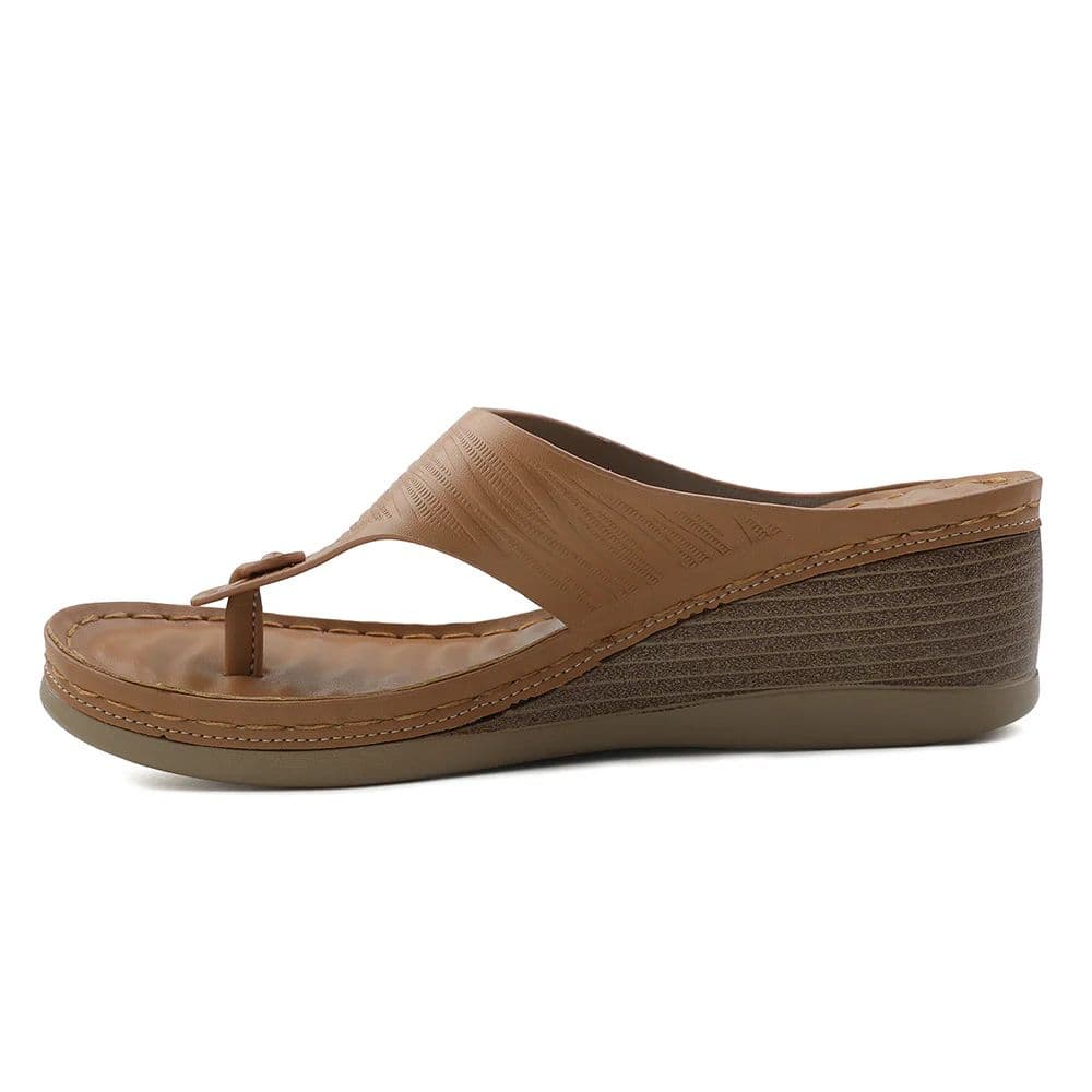 Healers Tan Wedge Heel Sandal For Women ZQ-FD-54 By Liberty — photo 3