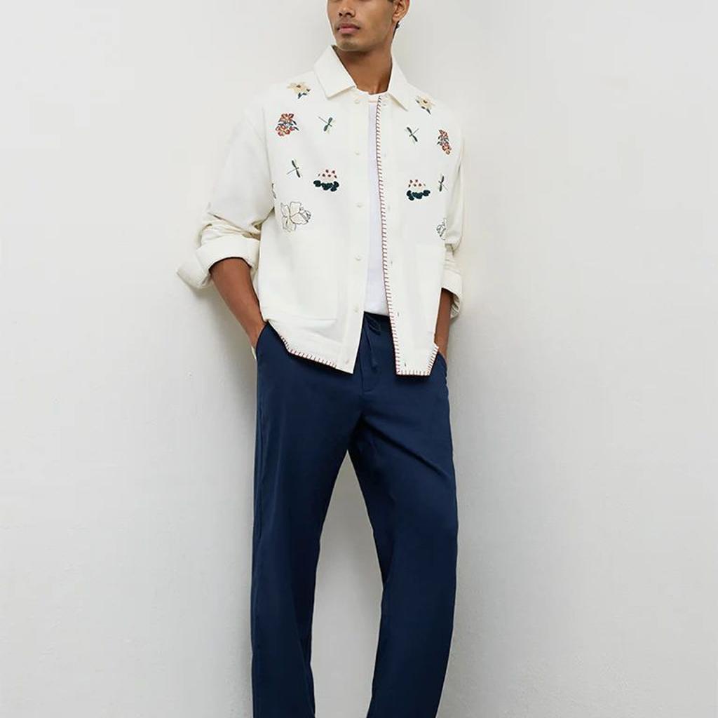ETA Dark Blue Relaxed-Fit Mid-Rise Cotton-Blend Chinos
