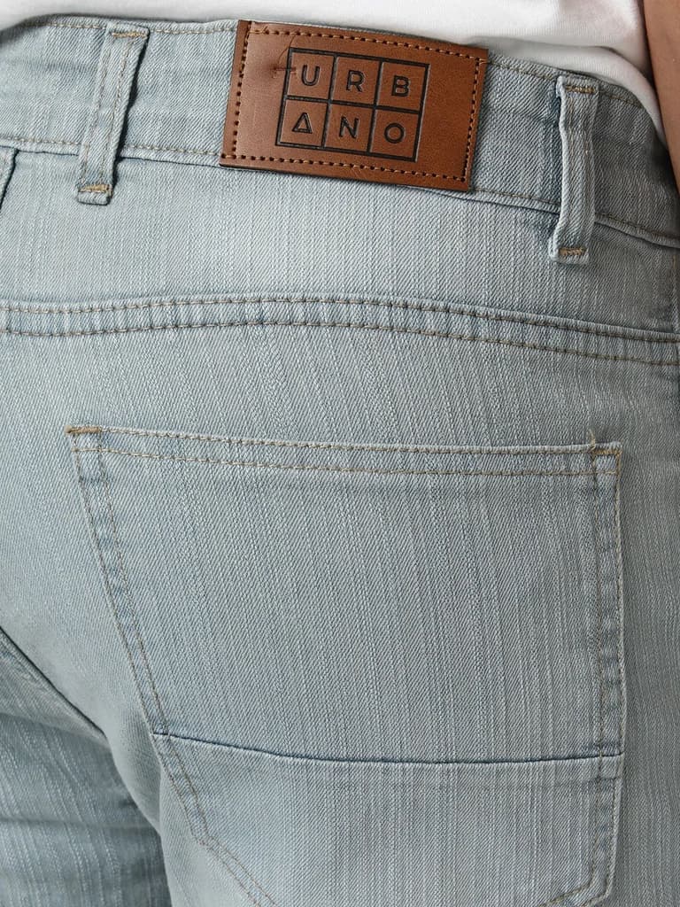 Men's Ice Grey Straight Fit Washed Denim Jeans Stretchable — photo 7