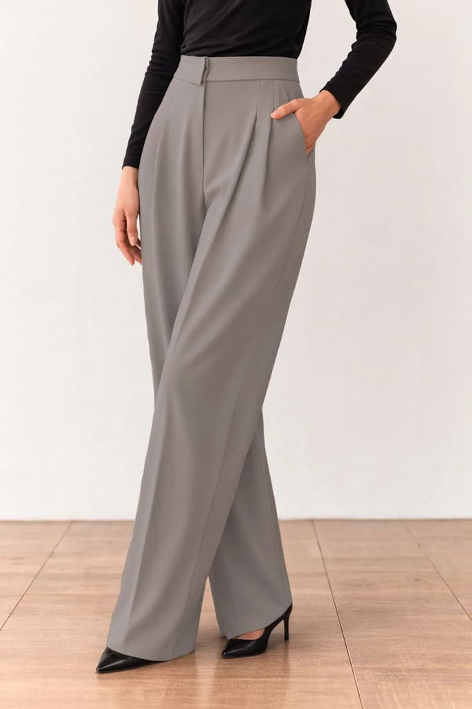 Clean Collar Waist Pleated Trousers — photo 2