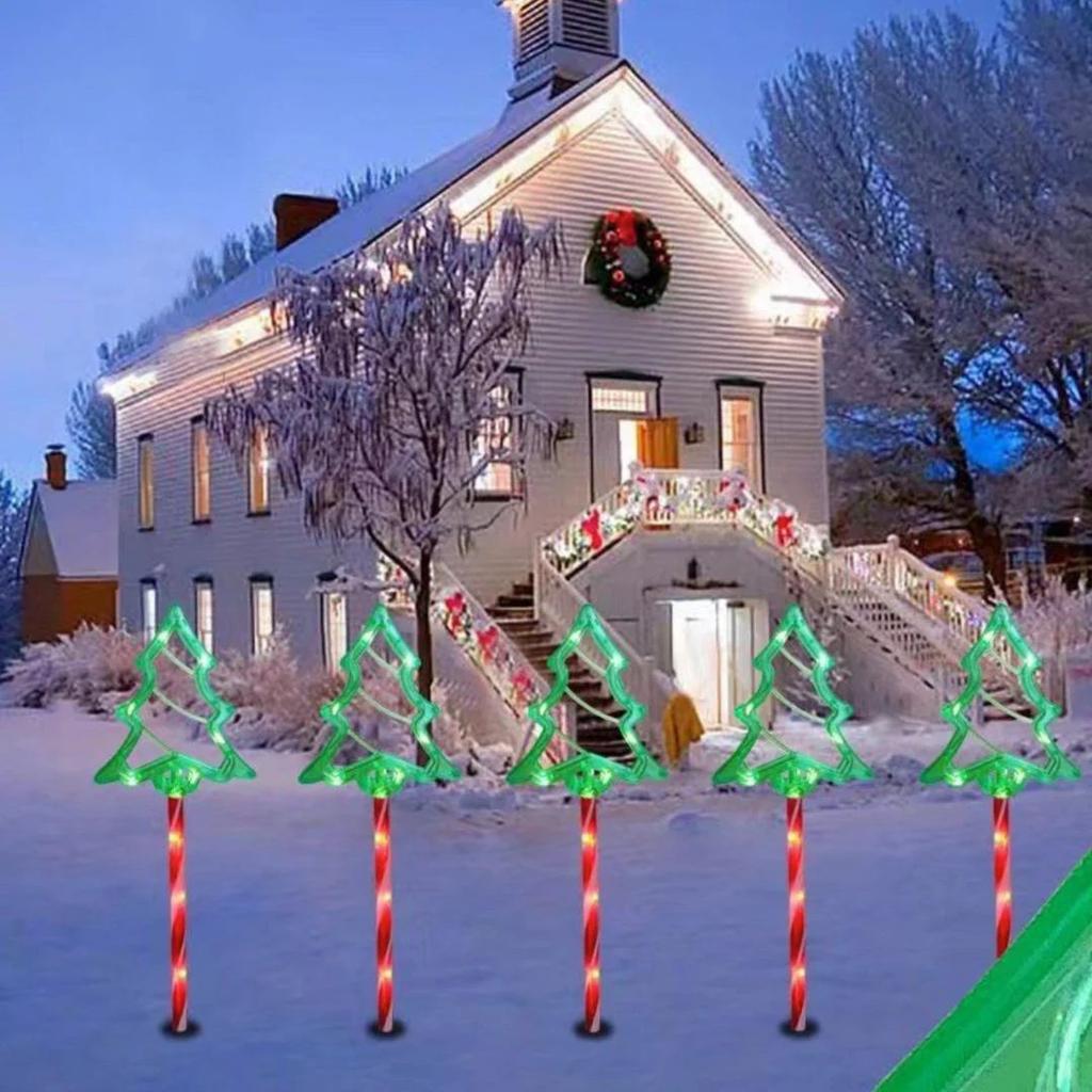 Solar Christmas Tree Pathway Lights – Outdoor LED Lawn Stakes