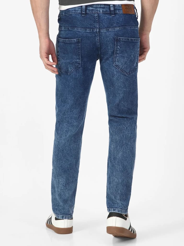 Men's Carbon Blue Regular Fit Washed Jeans Stretchable — photo 3
