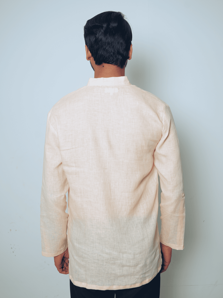 भोर (Bhor) - Men Light Peach Premium Linen Short Kurta — photo 7