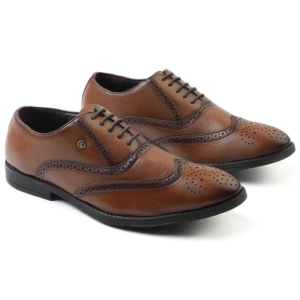 Healers Tan Formal Lacing Oxford Shoes For Men SAGAR-15 By Liberty — photo 5