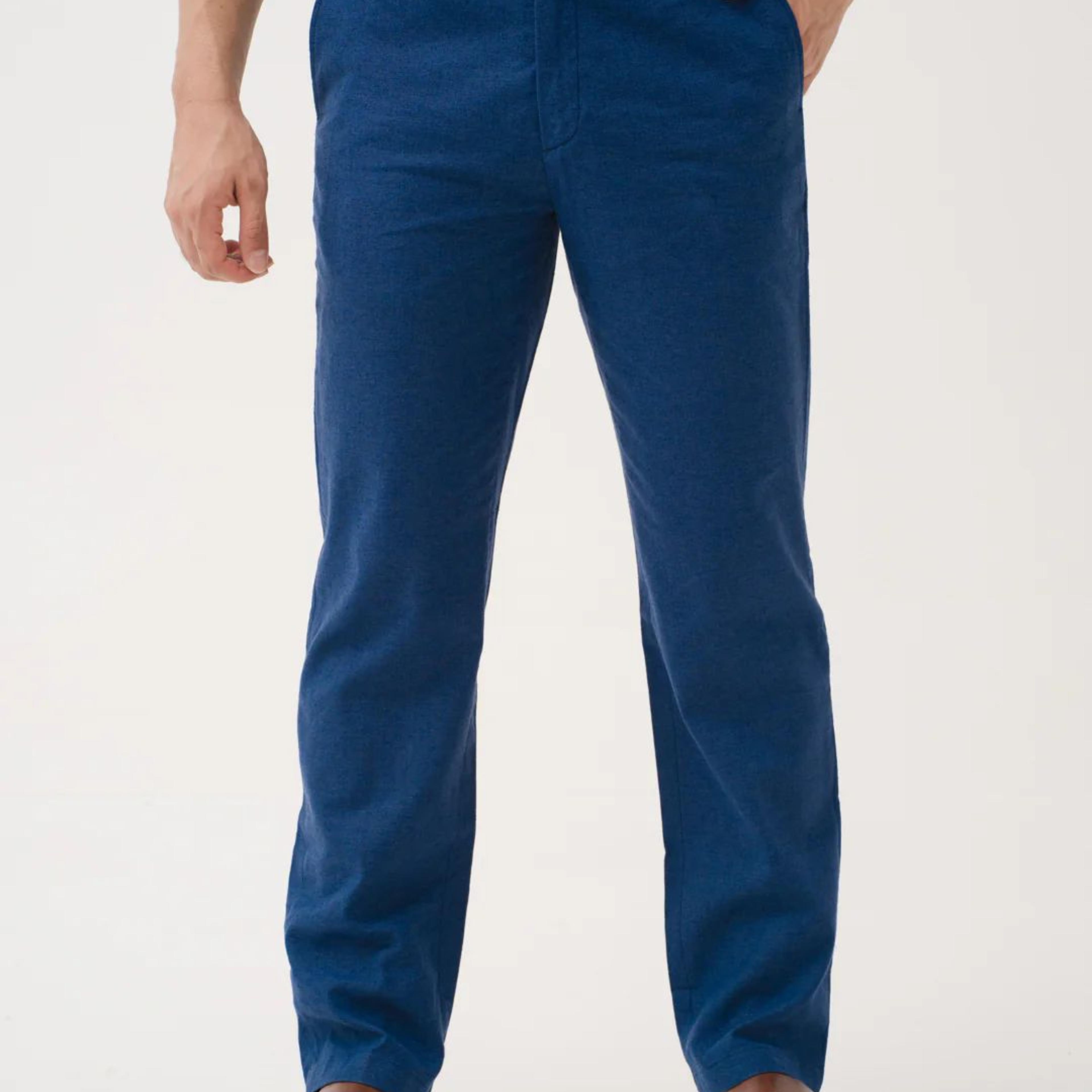 Aqualon Blue 100% Linen Pants