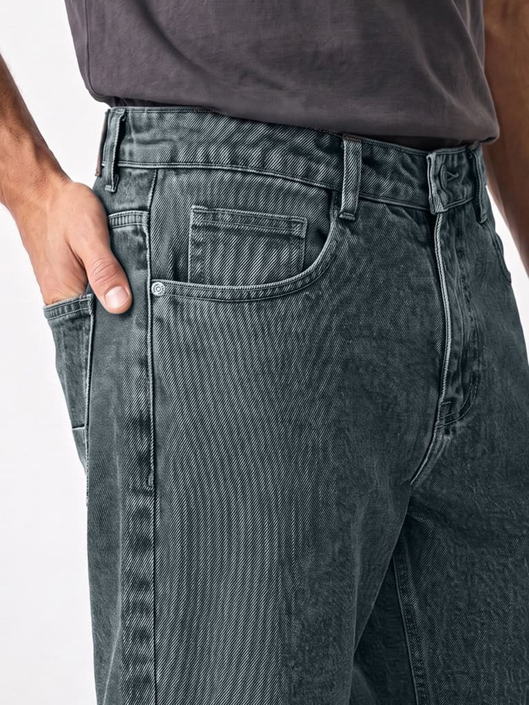 Men's Light Blue Relaxed Fit Washed Denim Jeans Non-Stretchable — photo 5