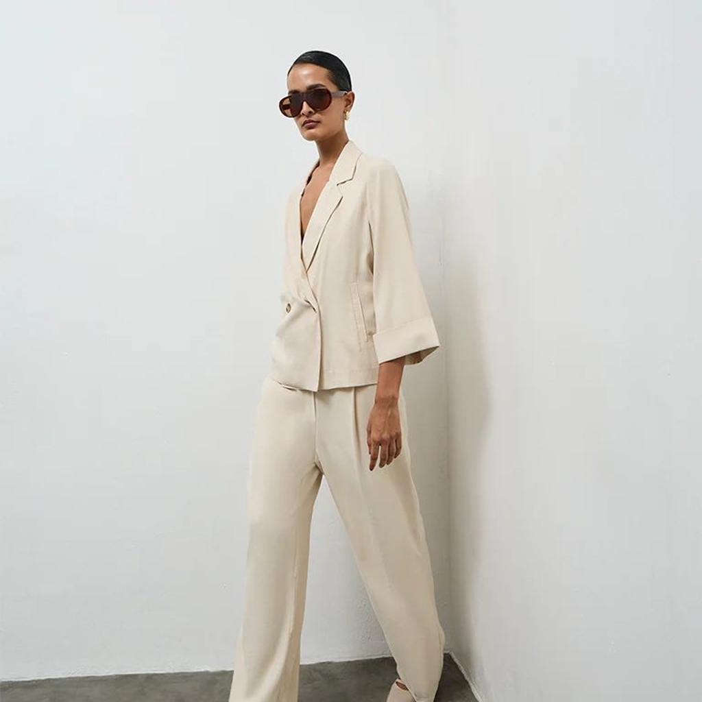 Wardrobe Cream High-Rise Trousers
