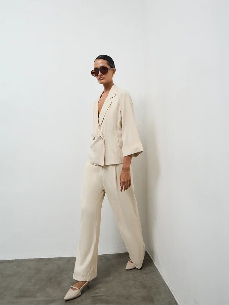 Wardrobe Cream High-Rise Trousers
