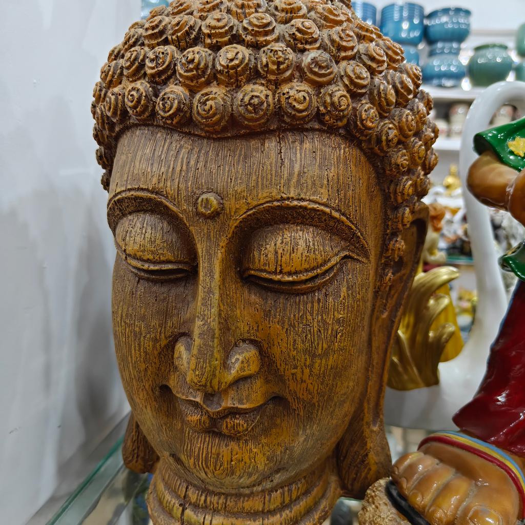 Wooden Buddha Head | Decorative | Brown | Meditation