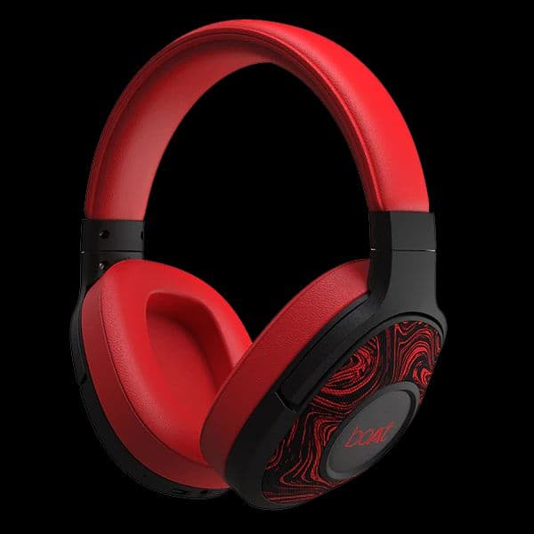 boAt Rockerz 550 | Over Ear Bluetooth Headphones with Upto 20H Playback, 50mm Dynamic Driver, 500mAh Battery — Red