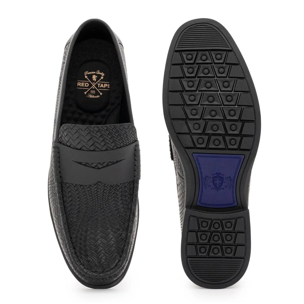 Moccasin Shoes for Men in Black | Formal Slip-On Shoes — photo 5