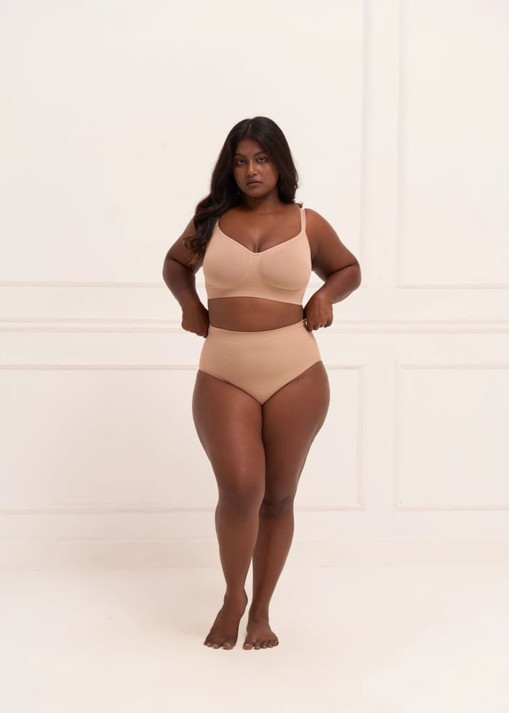 High Waist Brief — Beige / S