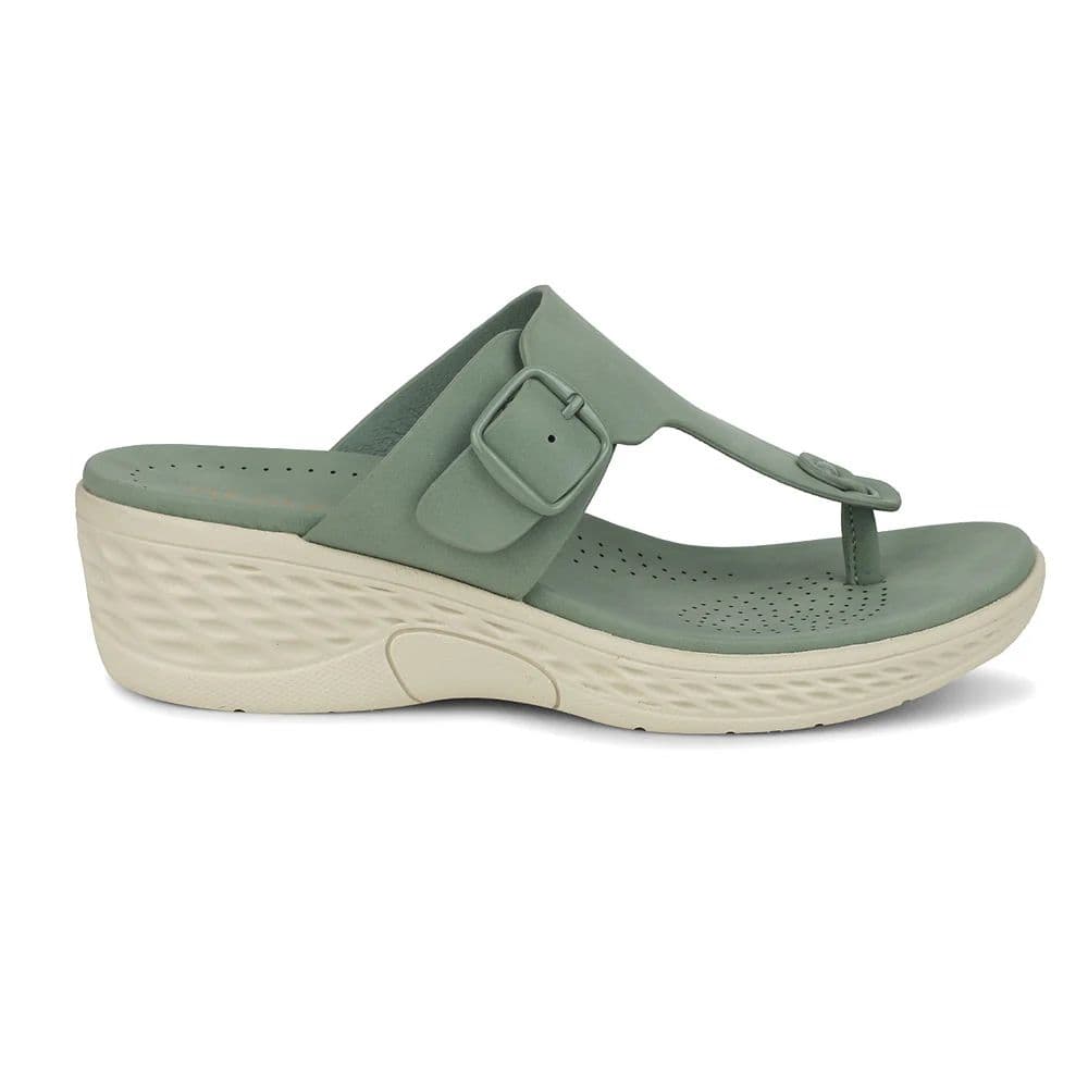 Healers Sea Green Wedge Heel Sandal For Women ZQ-FD-51 By Liberty — photo 2