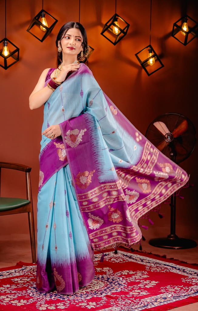 Mimosa Women's Woven Design Banarasi Style Art Silk Saree With Blouse Piece : SA00001795SFFREE — photo 5