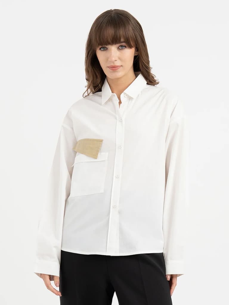 Shirts for Women in White | Applique Full Sleeve Shirt — XS/S / White