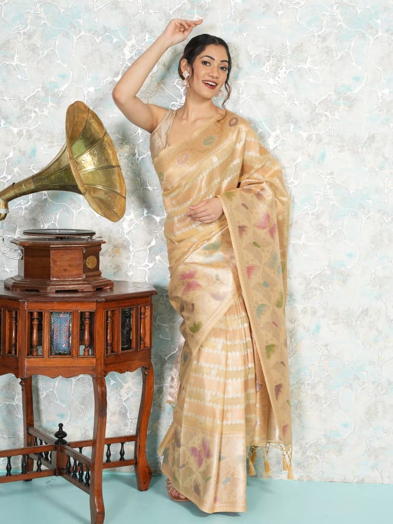 Mimosa Women's Woven Design Banarasi Style Art Silk Saree With Blouse Piece : SA00002065YLWFREE — photo 5