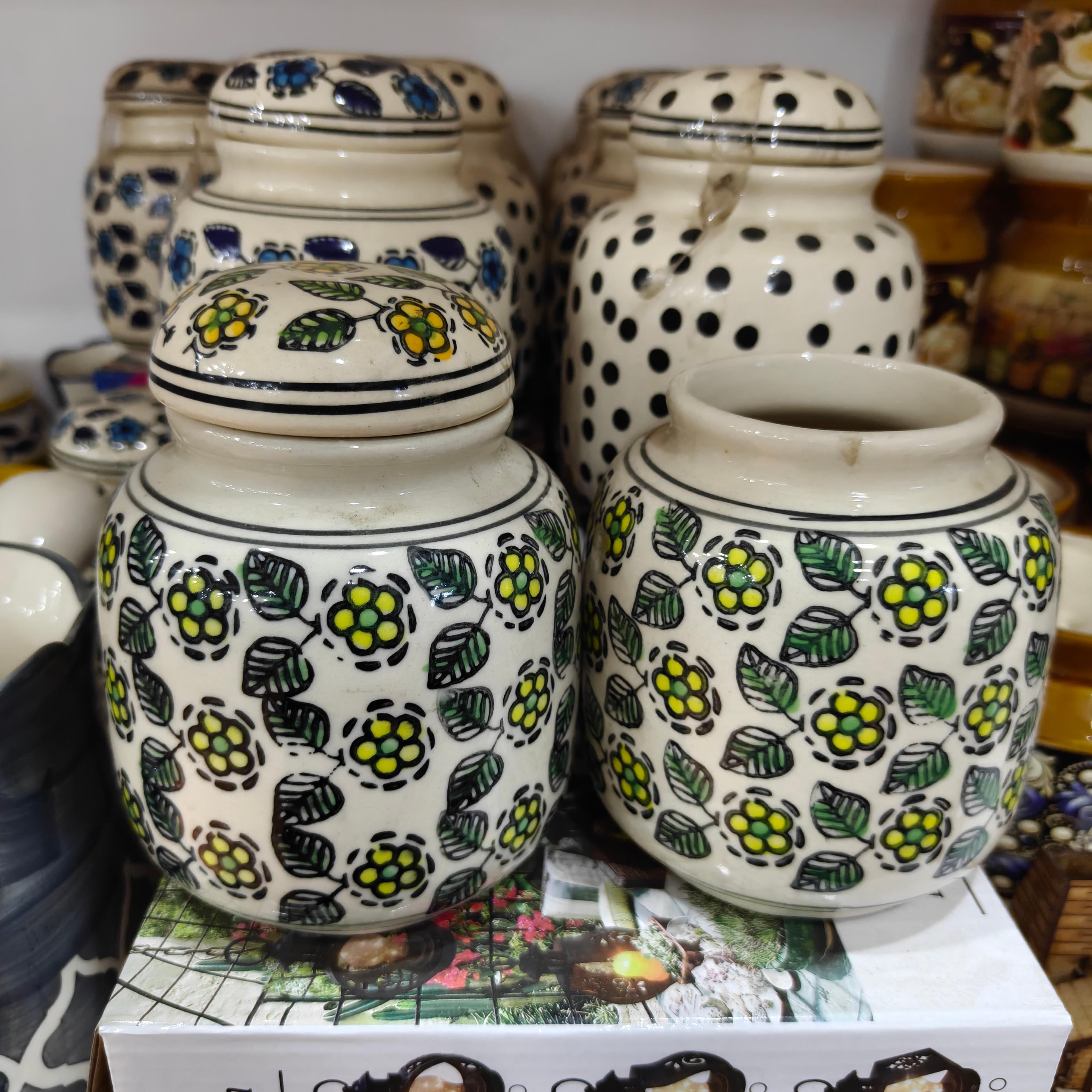 Vase with Flowers | Ceramic | White | Green