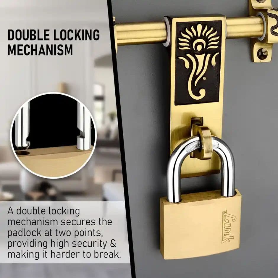 Link Solid brass body with double locking mechanism PT-40 mm New Lock | Hardened Shackle |Padlock — photo 2