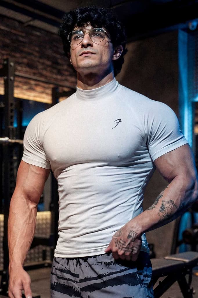 High Neck Compression T-shirt White — S