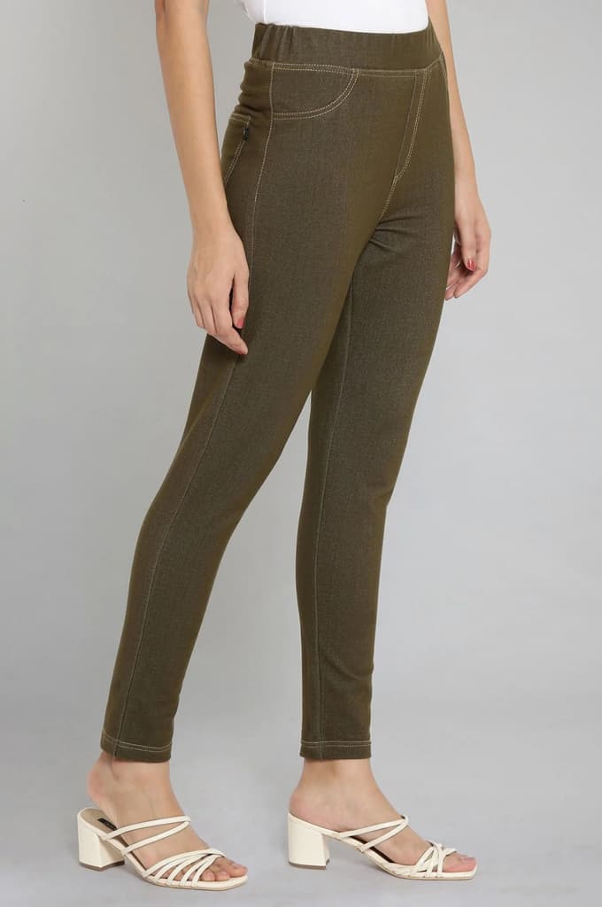 Olive Green Straight Jegging — photo 4