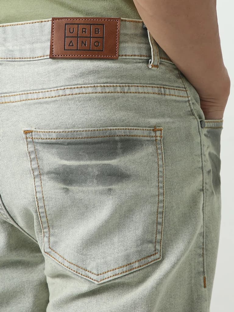 Men's Ice Grey Straight Fit Heavy Washed Jeans Stretchable — photo 7