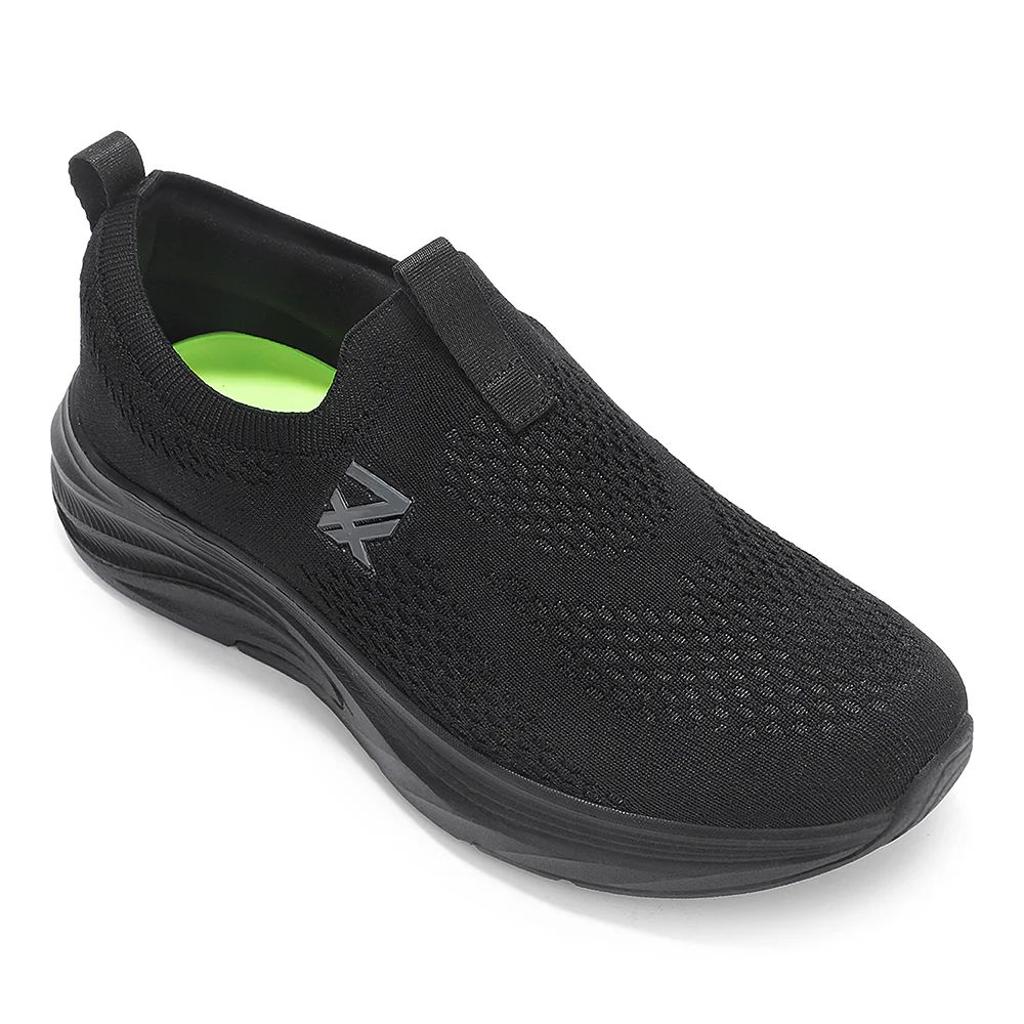 Leap7X Black Sports Non Lacing Walking Shoes For Men ULTRASTEPE By Liberty